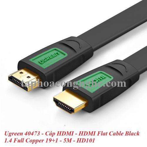 Ugreen 40473 5M màu Đen Cáp tín hiệu HDMI chuẩn 1.4 hỗ trợ phân giải 4K * 2K cáp dẹt HD101 30040473